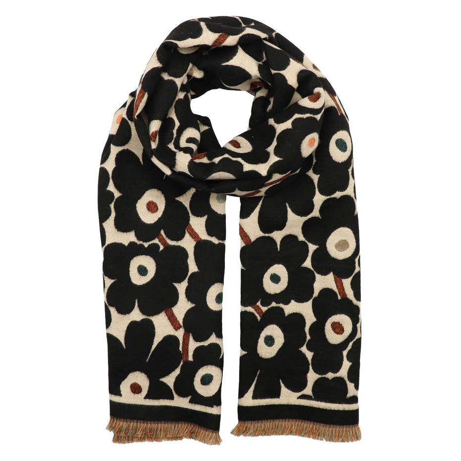 Winter Weight Scarf - Floral Black