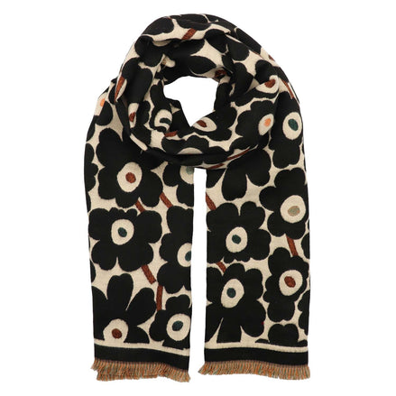 Winter Weight Scarf - Floral Black