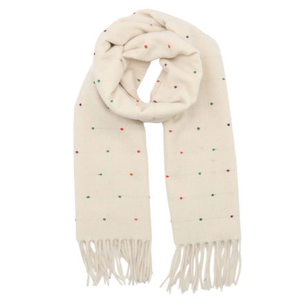Winter Weight Scarf - Cream Dots