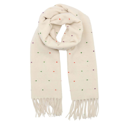 Winter Weight Scarf - Cream Dots