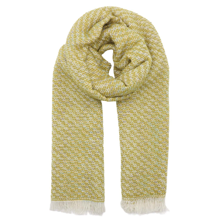 Winter Weight Scarf - Dashed Line Lime Print