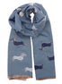 Winter Weight Scarf - Dachshund Blue
