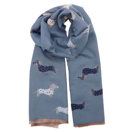 Winter Weight Scarf - Dachshund Blue