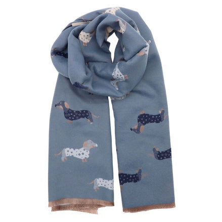Winter Weight Scarf - Dachshund Blue