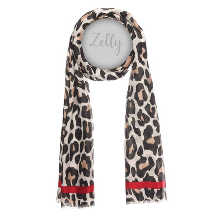 Animal Print Scarf - Border Cream
