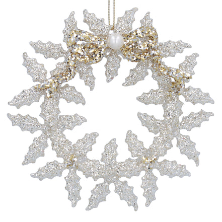Pale Gold Acrylic Holly Wreath Decoration
