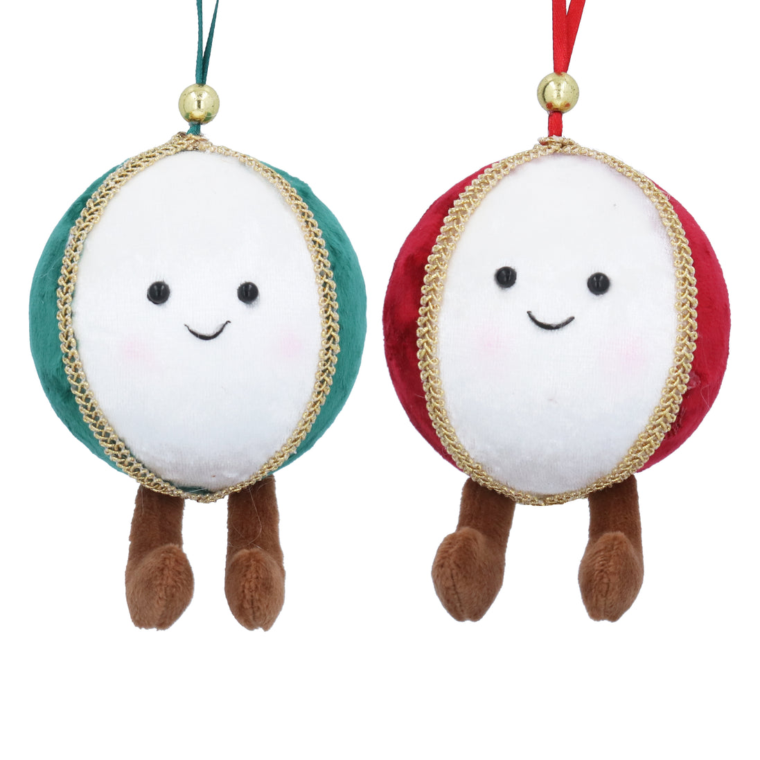 Fabric Smiling Bauble Decoration - 2 Assorted