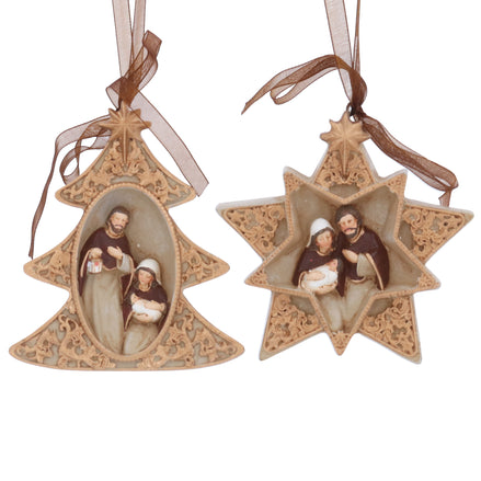 Nativity resin Star Decoration - 2 Assorted Designs