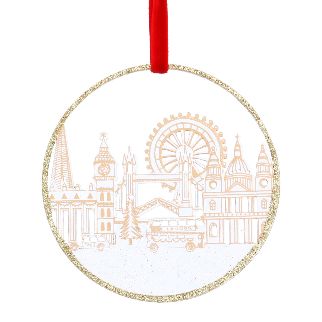 Glitter London Scene Wood Decoration