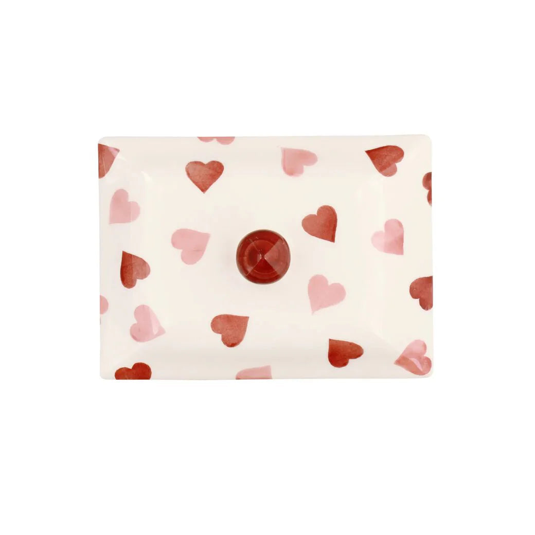 Pink Hearts Small Butter Dish