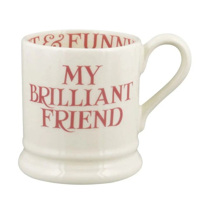 White mug with red text &