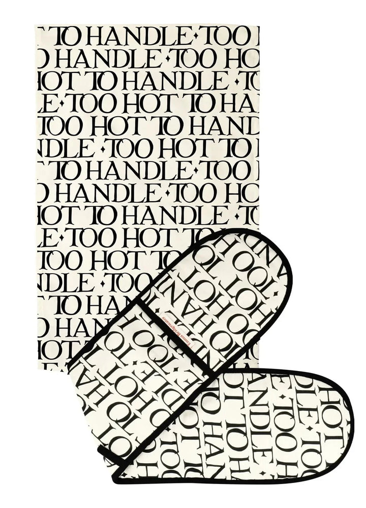 Black Toast Double Oven Glove and Tea Towel