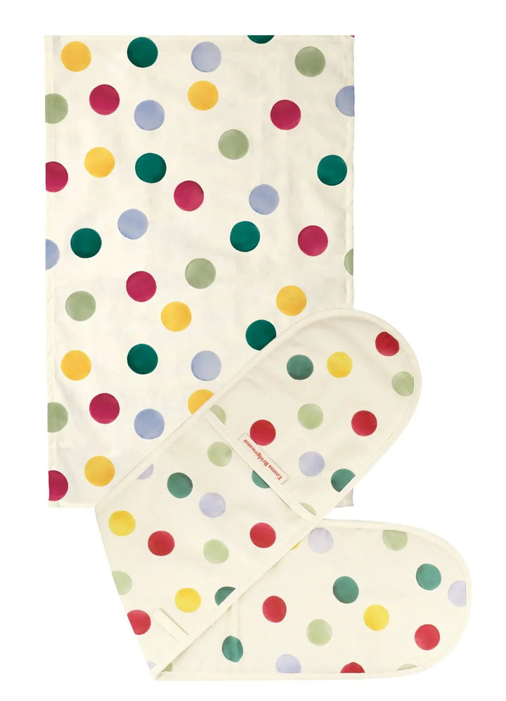 Polka Dot Double Oven Glove and Tea Towel
