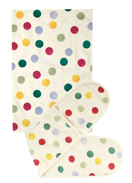Polka Dot Double Oven Glove and Tea Towel