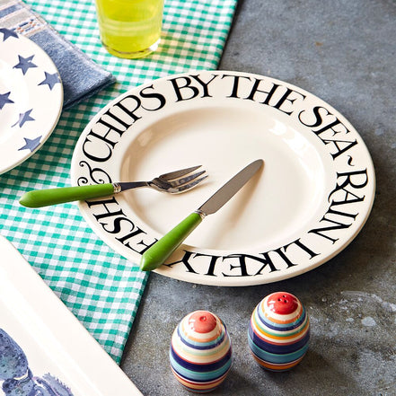 Black Toast Fish & Chips 10 1/2" Plate