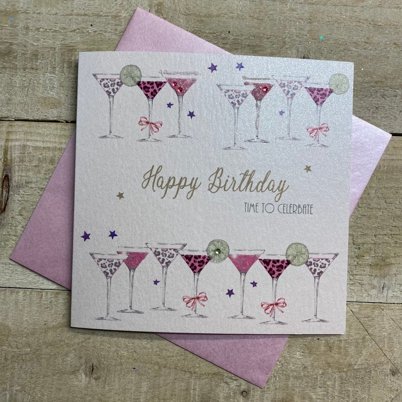 Birthday Time To Celebrate - Cocktail Glasses Card