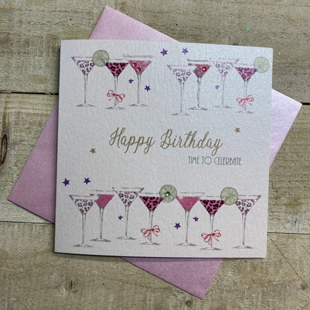 Birthday Time To Celebrate - Cocktail Glasses Card