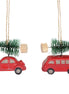 Resin Red Car With Fir Tree Hanging Decoration - 2 Assorted