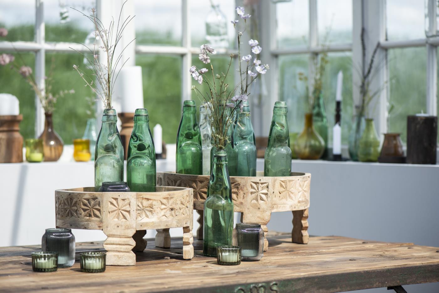 Mango Wood Carved Tray on Feet