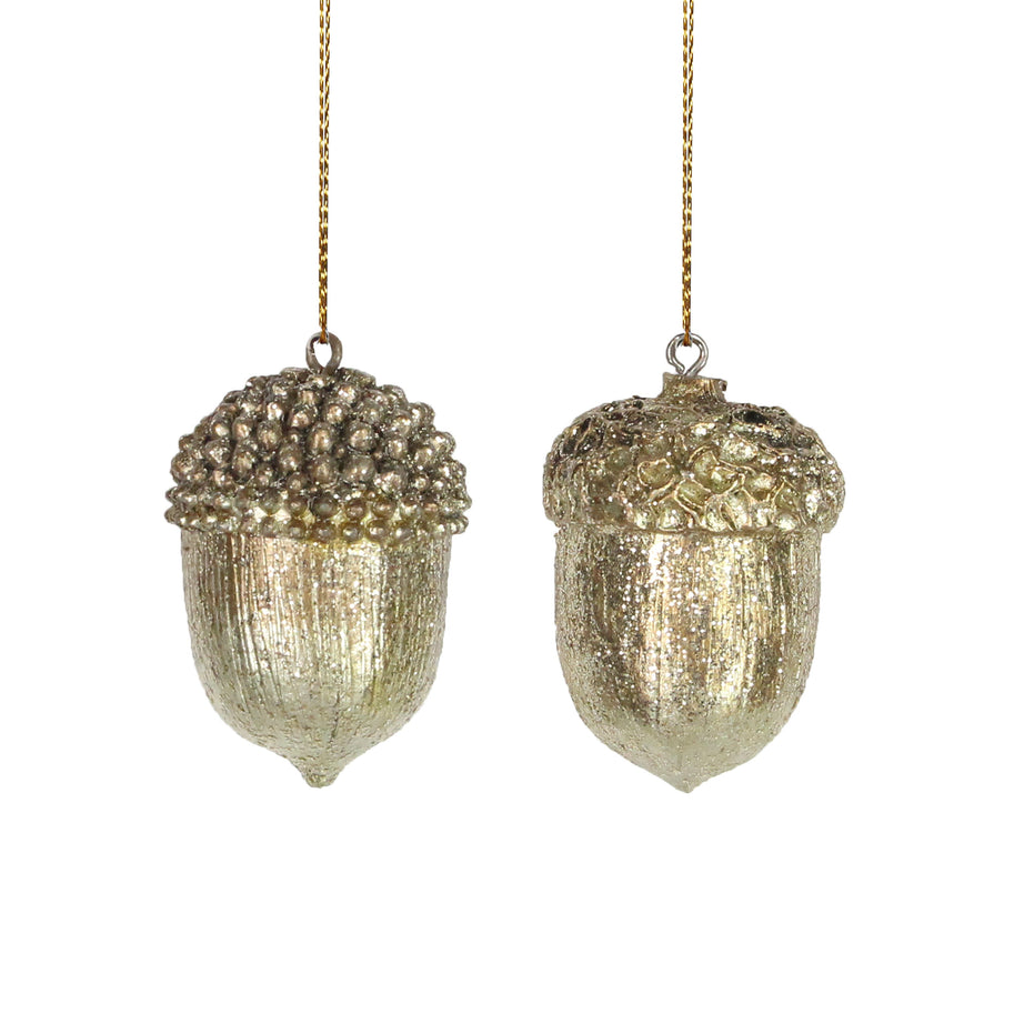 Gold Resin Acorn Decoration – 2 Assorted