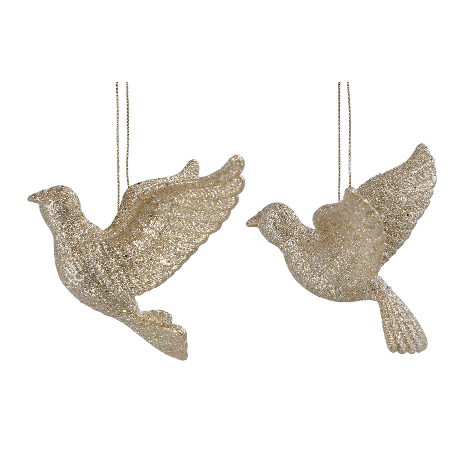 Gold Sparkling Flying Dove Decoration, 2As