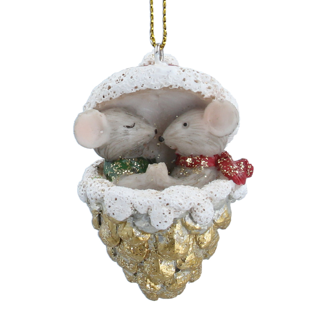 Resin Mice In Gold Cone Decoration