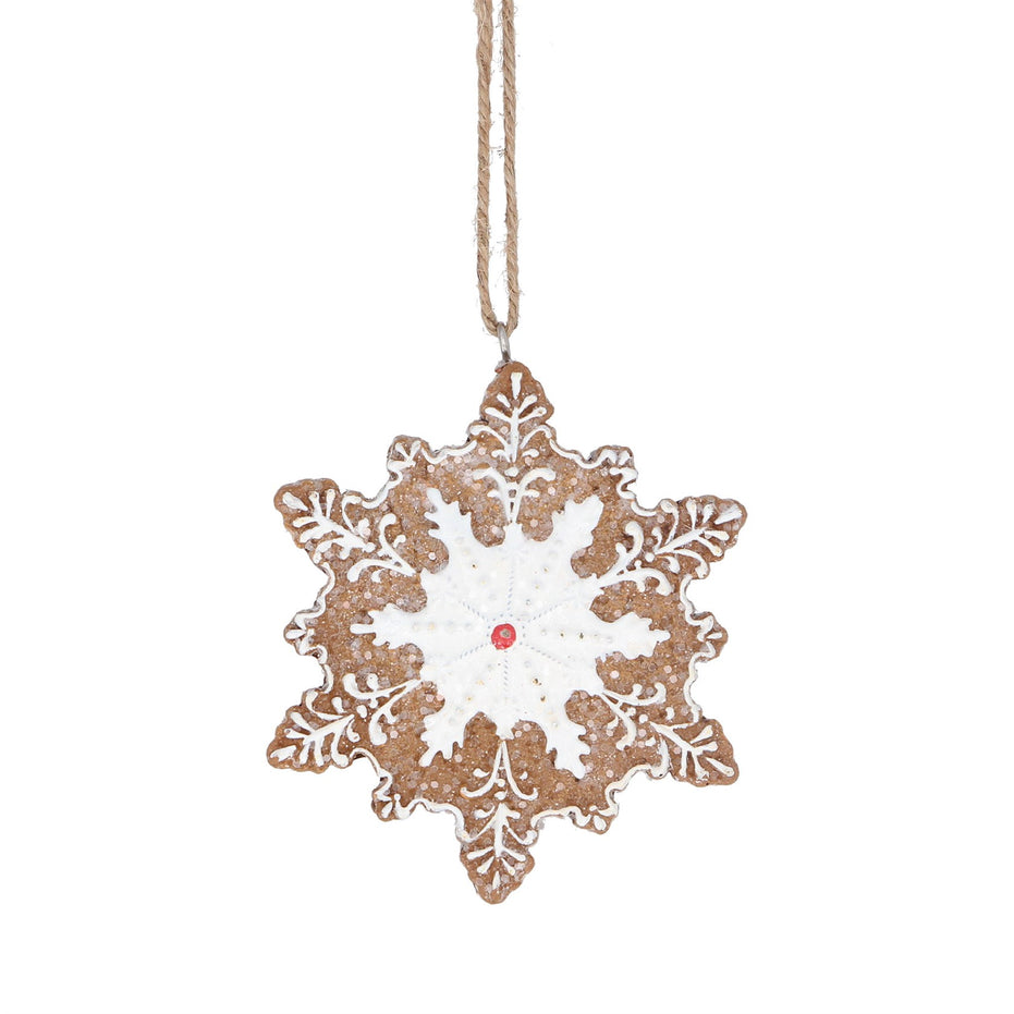 White Iced Gingerbread Snowflake