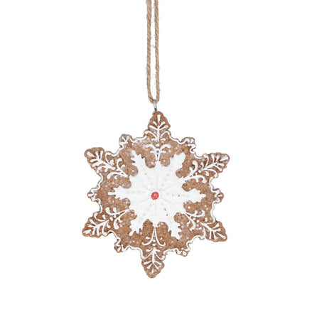 White Iced Gingerbread Snowflake