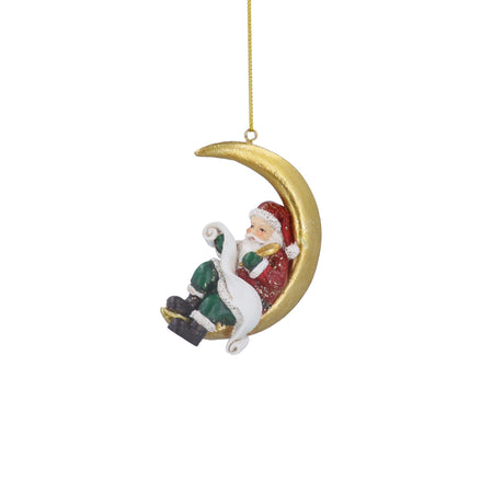 Nostalgia Santa On Moon Hanging Decoration