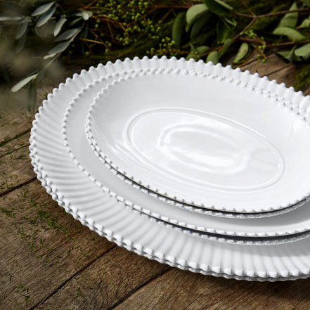 Pearl White Oval Platter 34cm