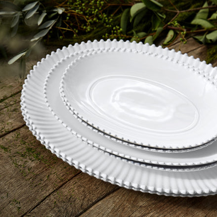 Pearl White Oval Platter 34cm