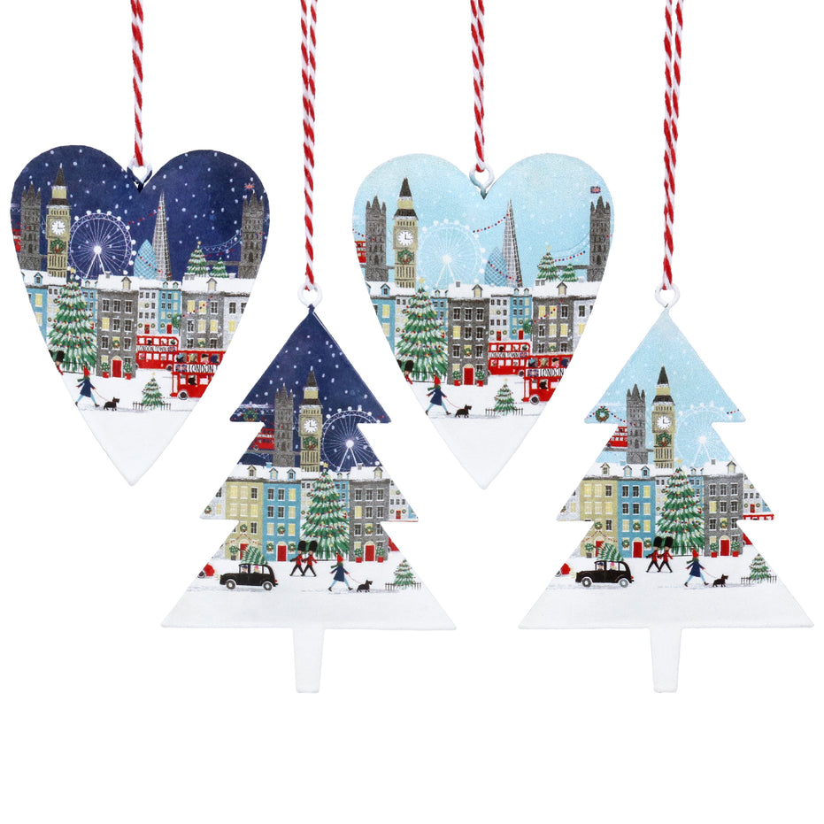 London Scene Tin Decorations - 4 Assorted Designs