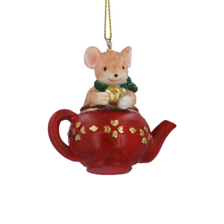 Mouse In Teapot Hanging Decoration
