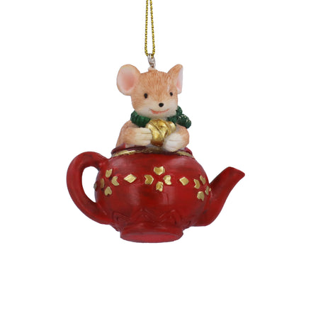 Mouse In Teapot Hanging Decoration