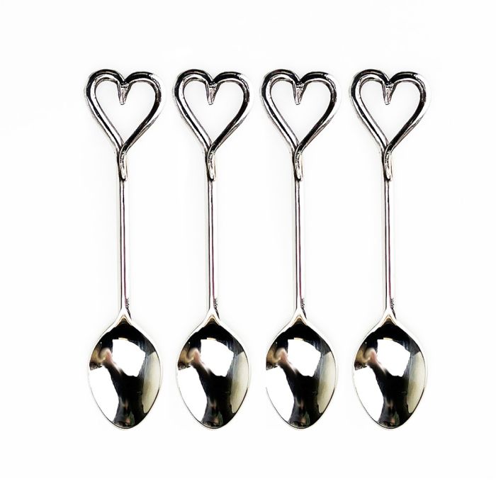 Set of Four Love Heart Spoons