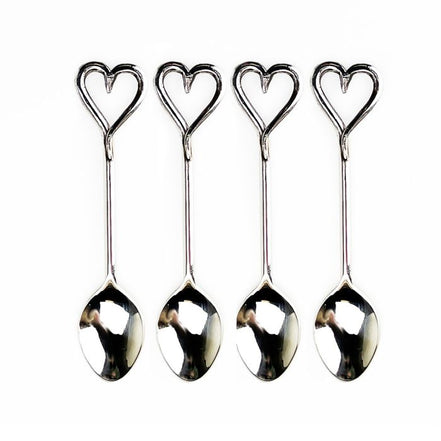 Set of Four Love Heart Spoons