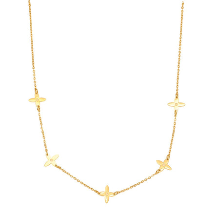 Multi Quatrefoil Gold Necklace