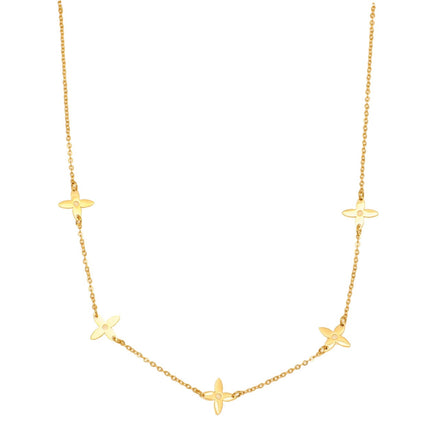 Multi Quatrefoil Gold Necklace