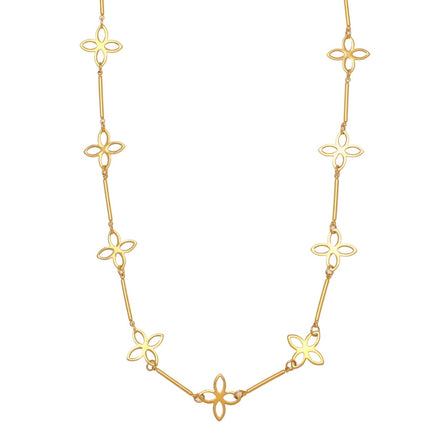 Multi Open Quatrefoil Gold Necklace