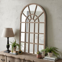 Arched Paned Wall Mirror
