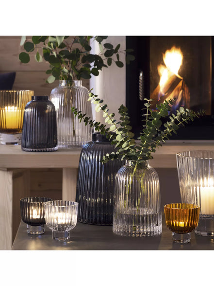 LSA - Pleat Vase, H26cm, Grey