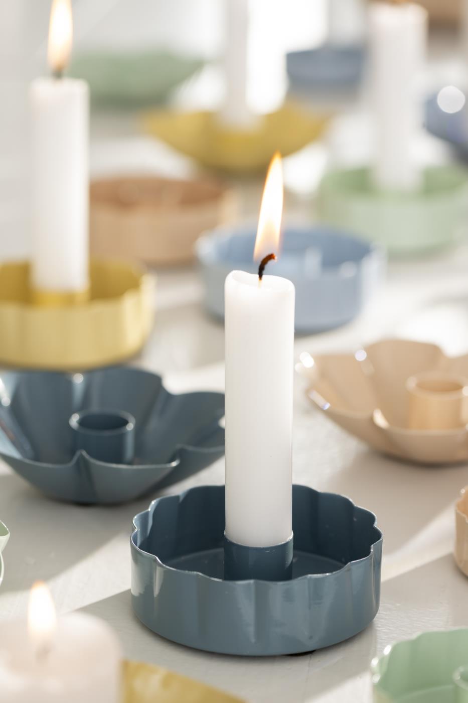 Wavy Edge Candle holder in Cornflower