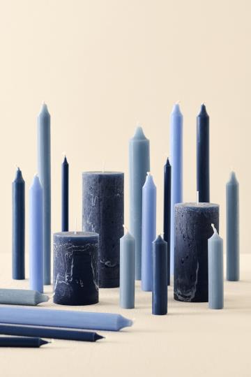 Short Dinner Candle Dusty Blue Rustic