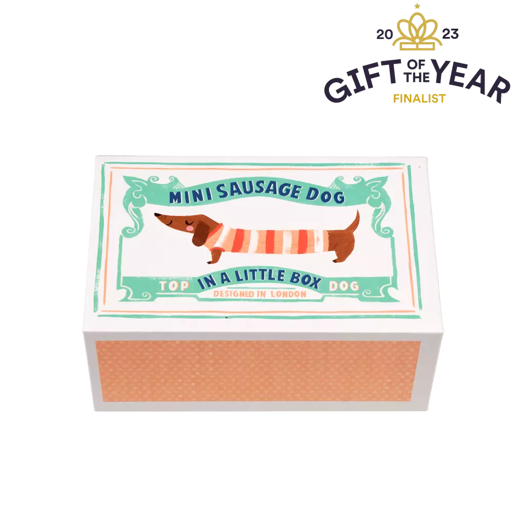 Mini sausage dog in a little box - Sausage Dog soft toy