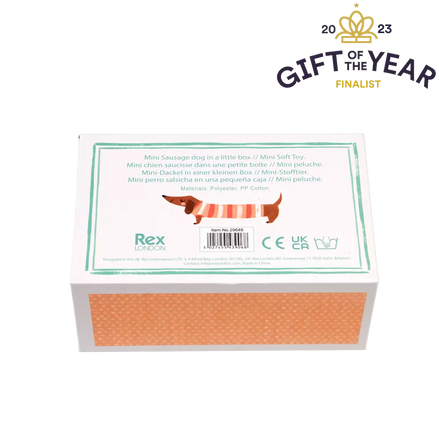 Mini sausage dog in a little box - Sausage Dog soft toy