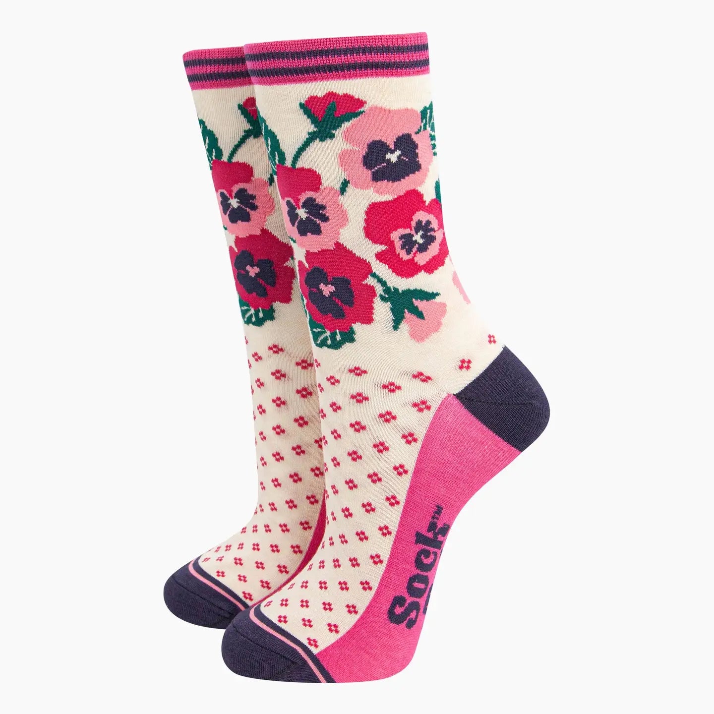 Floral Pansies Bamboo Sock