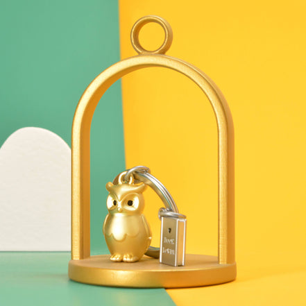 Gold Owl & Book Keyring