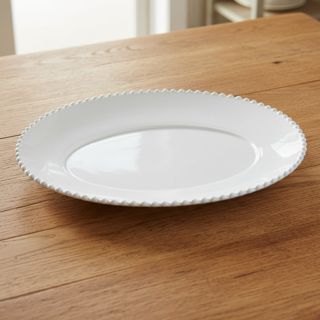 Pearl White Oval Platter Large