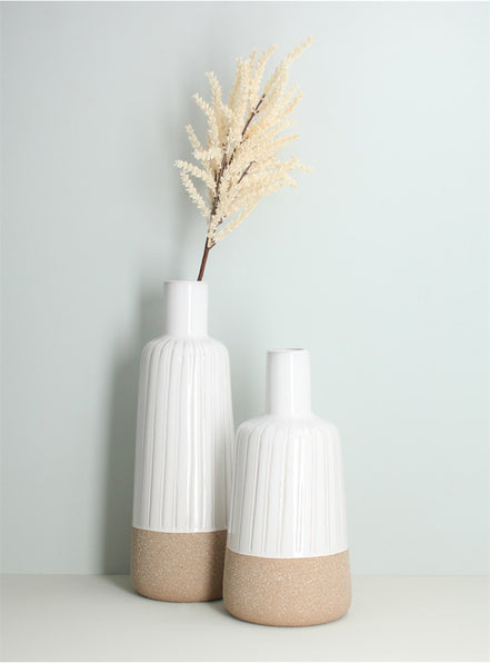 White Demi-Glazed Ceramic Bottle Vase Large