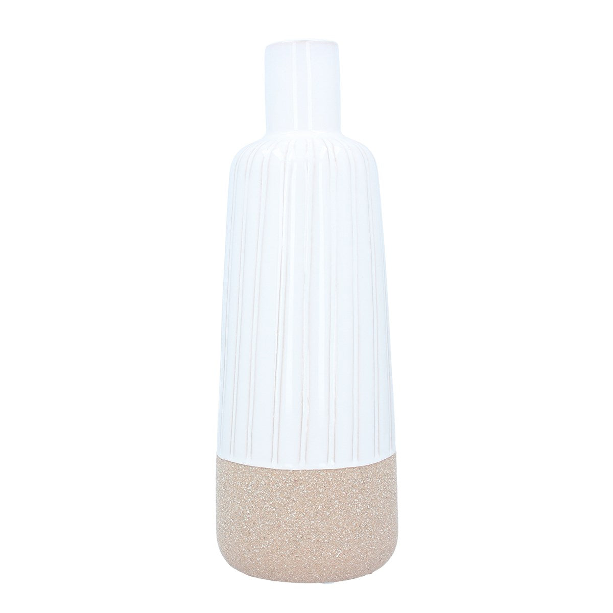 White Demi-Glazed Ceramic Bottle Vase Large